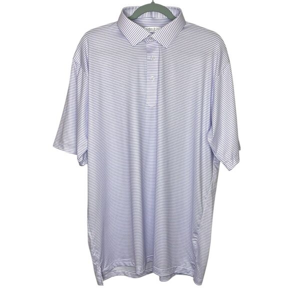 Collars & Co Polo Shirt Men XL Mackenzie Light Pink Blue Stripe Dress Collar NEW
